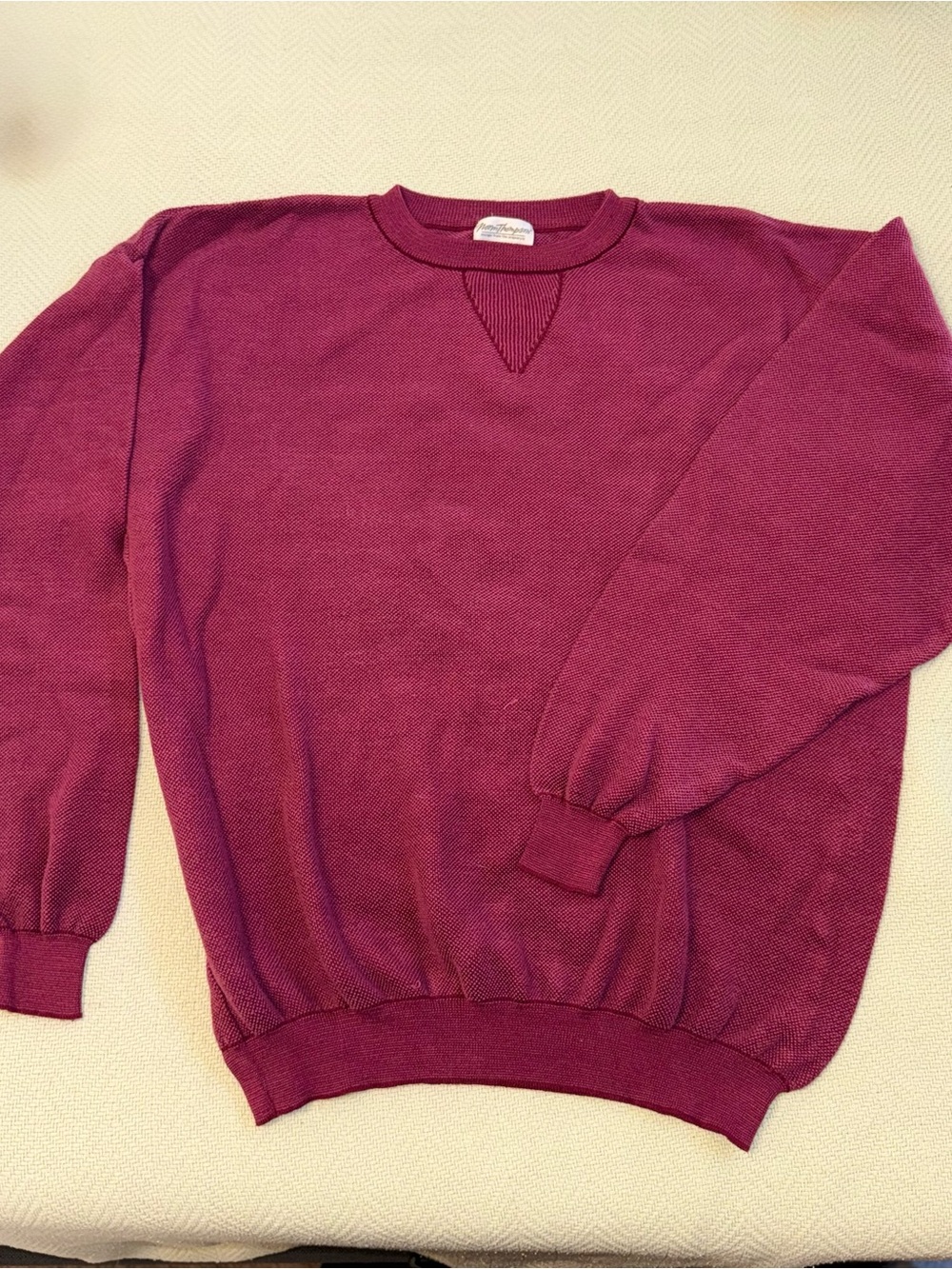 Vintage 90’s Norm Thompson Men's Crewneck Sweater in Deep Berry